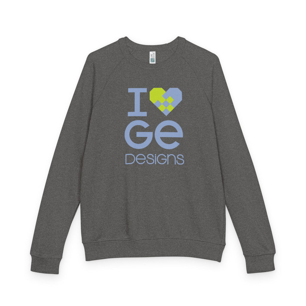 I Love GE Designs Crewneck Sweatshirt Printify Charcoal Heather S