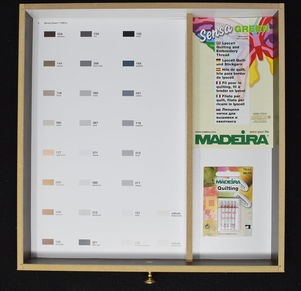 Sensa Green 40 - 3 Drawer Treasure Chest, 120 1100 Yard (1000m) Spools Thread Assortment Boxes Madeira Quilting Thread