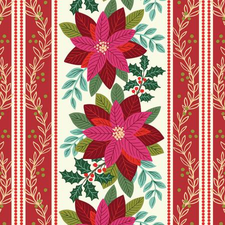 All is Bright Table Runner Panel Cream/Red SH25 Fabrics Lewis & Irene