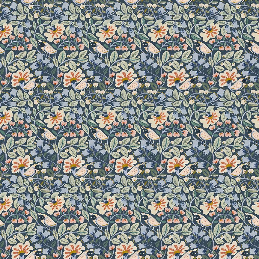 Dear Stella Finches Floral Multi 108" Wide Backing Fabric- DCJ3018 - 1 YARD Fabrics Dear Stella