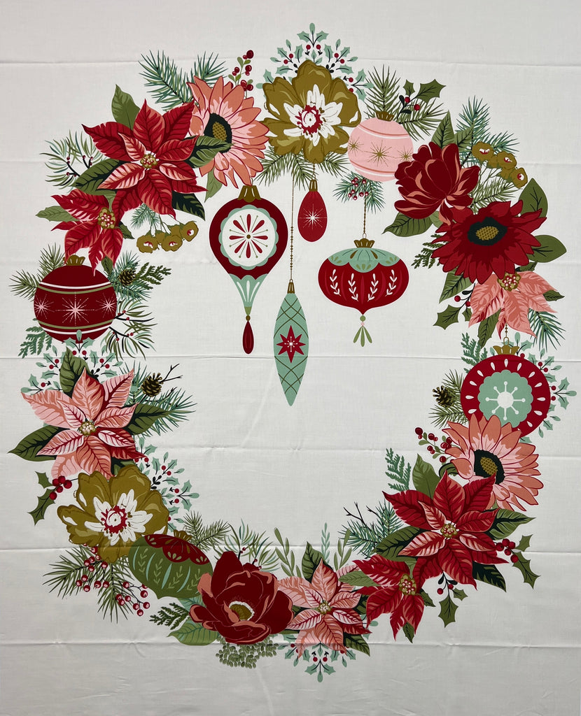 Glisten Wreath Panel PD16229-Panel Fabrics Riley Blake