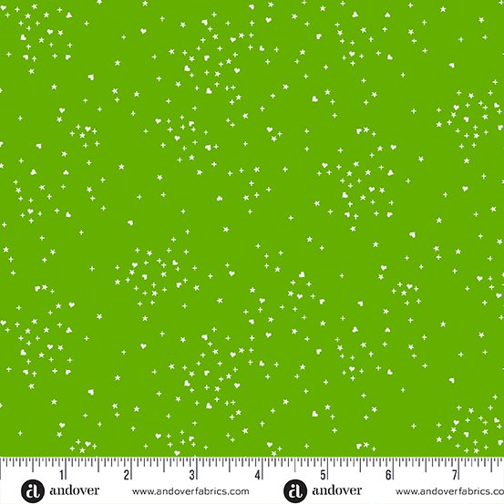 Heart Stars Green A1091G Fabrics Andover