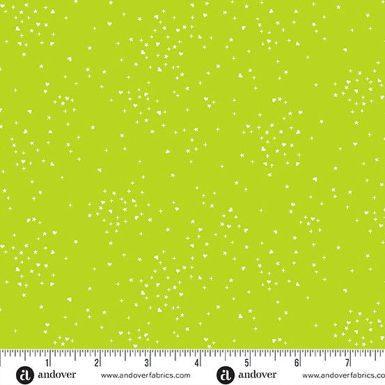 Heart Stars Yellow Green A1091G1 Fabrics Andover