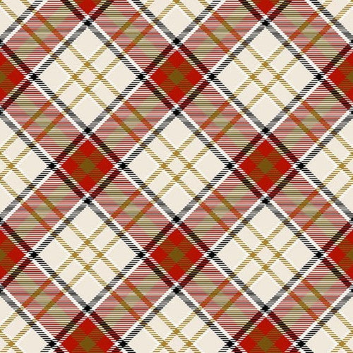 Moose Lodge Bias Plaid Red Cream 6616-48 Fabrics Henry Glass   