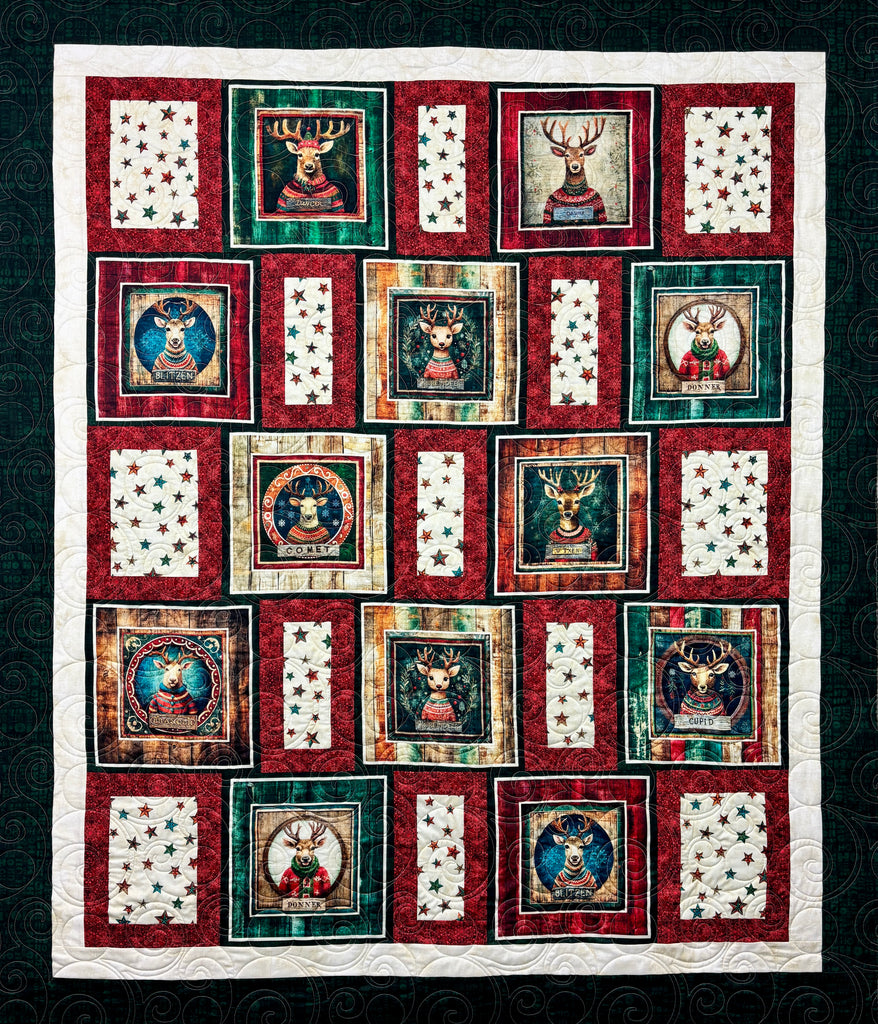 Santa's Reindeer Panel Kit Fabrics GE Designs