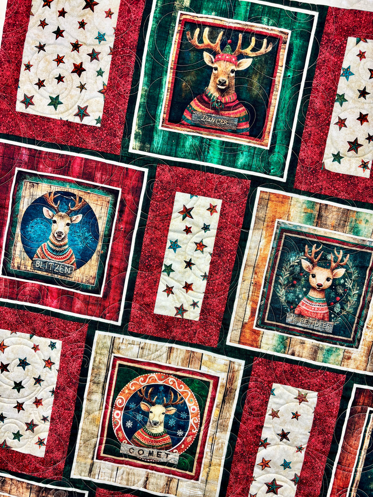 Santa's Reindeer Panel Kit Fabrics GE Designs