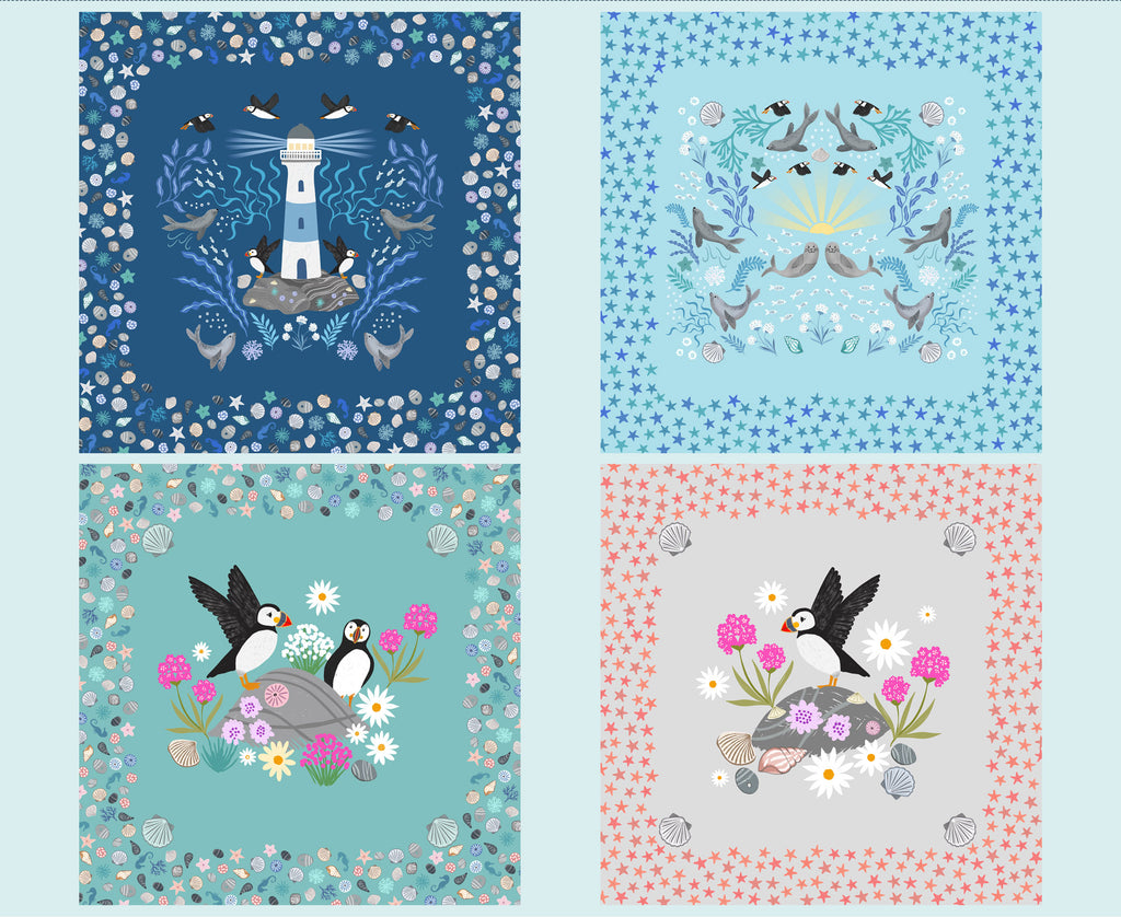 Puffin Rock Panel A900 Fabrics Lewis & Irene