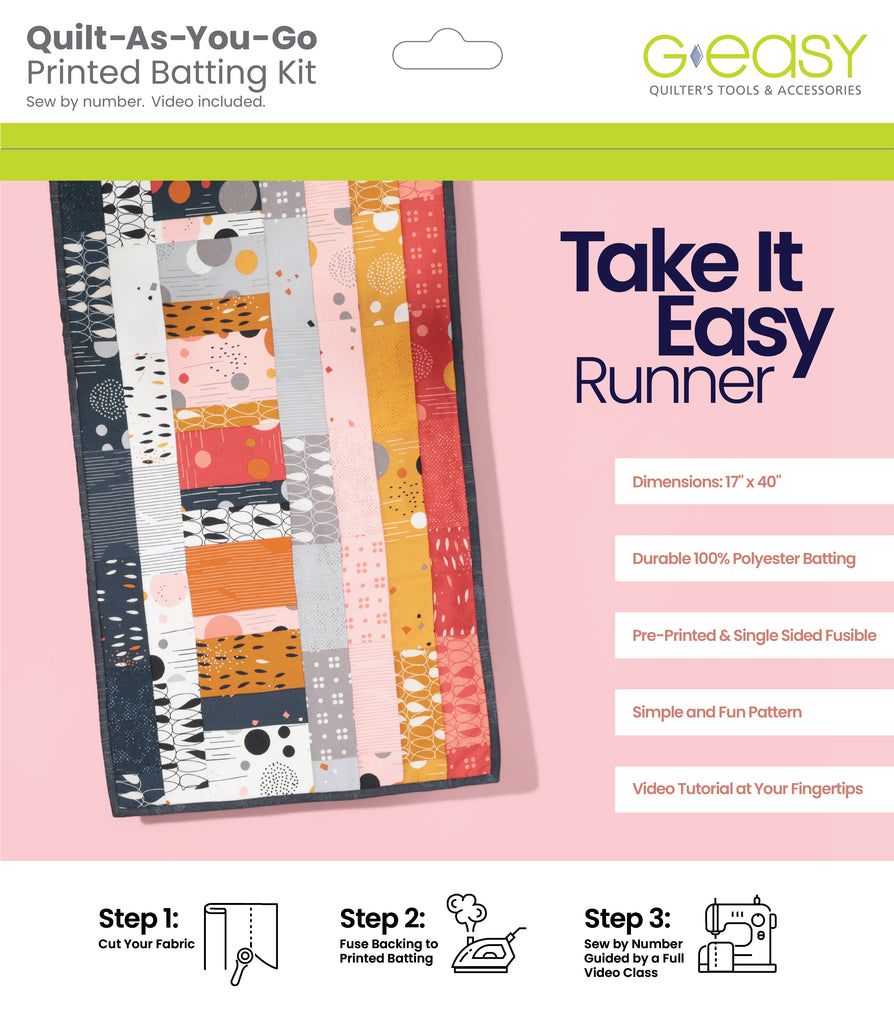 Quilt-As-You-Go Batting Kit PREORDER - Take It Easy Runner Pattern GE Designs