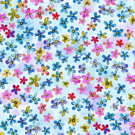 Tiny Wonders Ditsy Floral Light Blue TWON 5450 LB - W94 Fabrics P&B Textiles