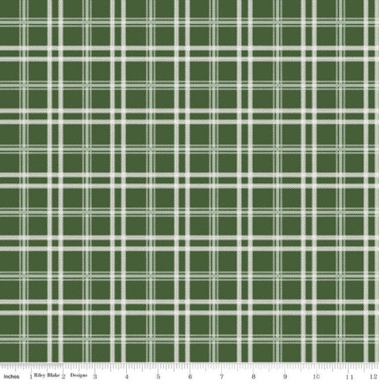 Mistletoe and Holly Plaid Forest C16407 Fabrics Riley Blake