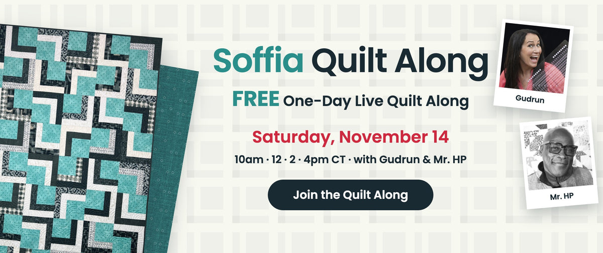 Soffia Quilt Along: free one-day live quilt along with Gudrun and Mr. HP, Sunday, November 15