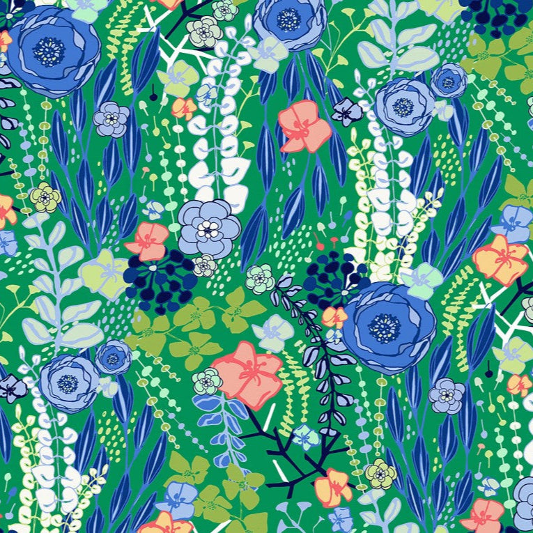 Margo Flowing Floral Green - T-25-58 Fabrics Clothworks