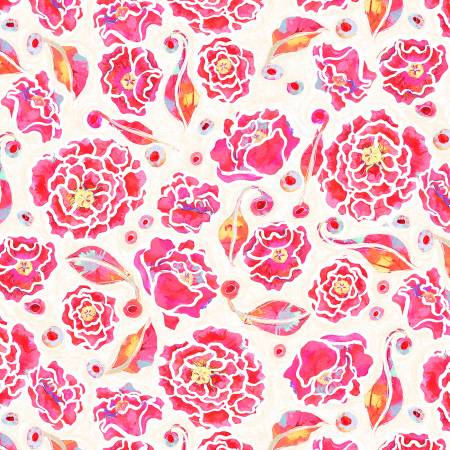Tiny Wonders Painted Flowers Pink TWON 5448 EP - W92 Fabrics P&B Textiles
