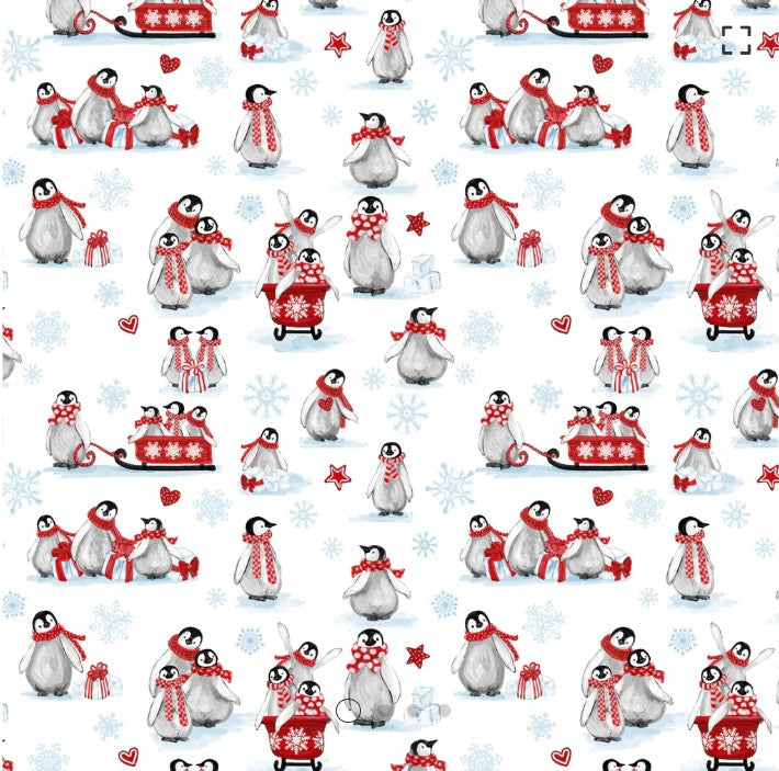 Penguin Party Snow Day White 49240403-01 Fabrics Camelot