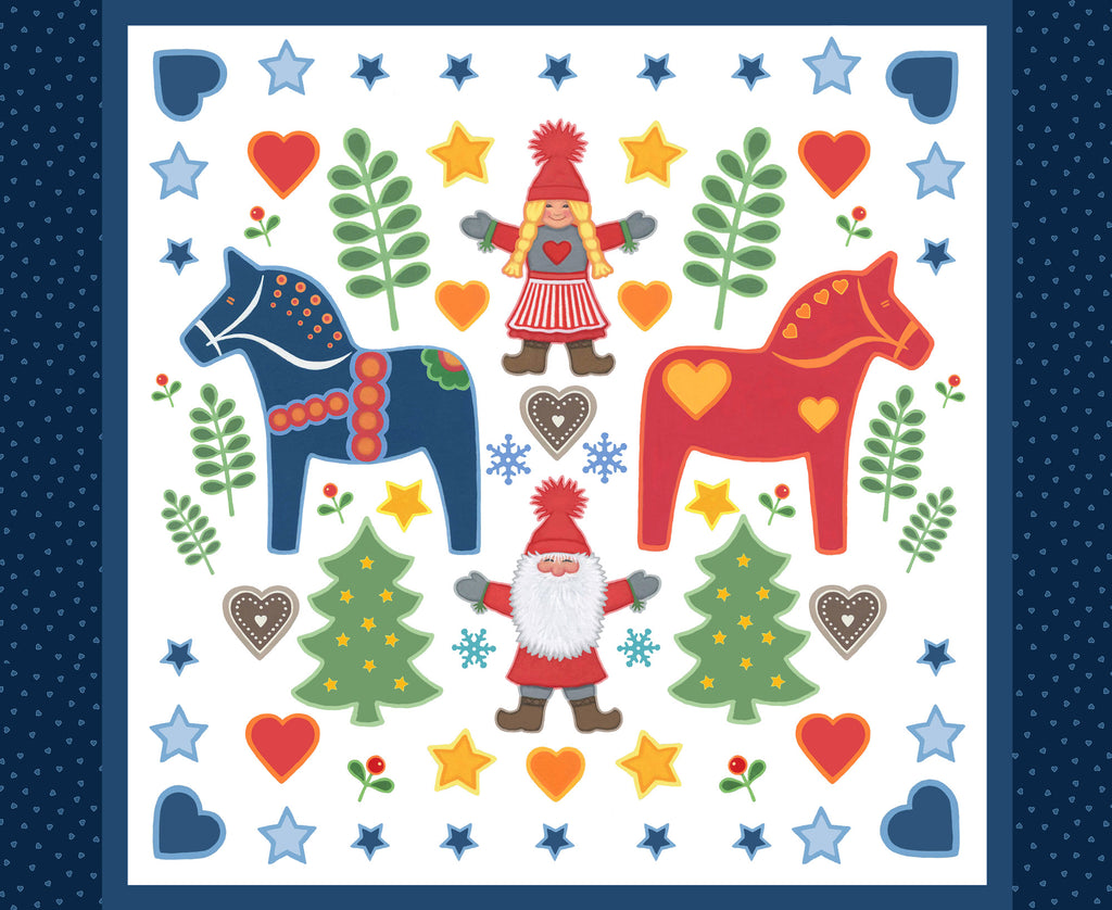 Tomtens Folklore Christmas 1 Yard Panel CE51 Fabrics Lewis & Irene