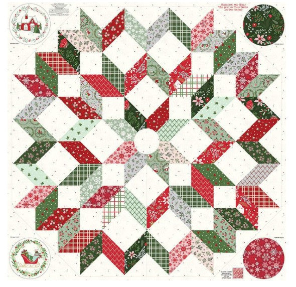 Mistletoe and Holly Tree Skirt and Pot Holder Panel P16410 Fabrics Riley Blake