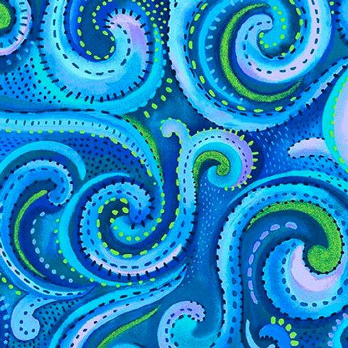 Studio E Fabrics Whirlwind Tidal Water (Blue) 108" Wide Backing Fabric - 8021-74 - 2 YARD Fabrics Studio E Fabrics